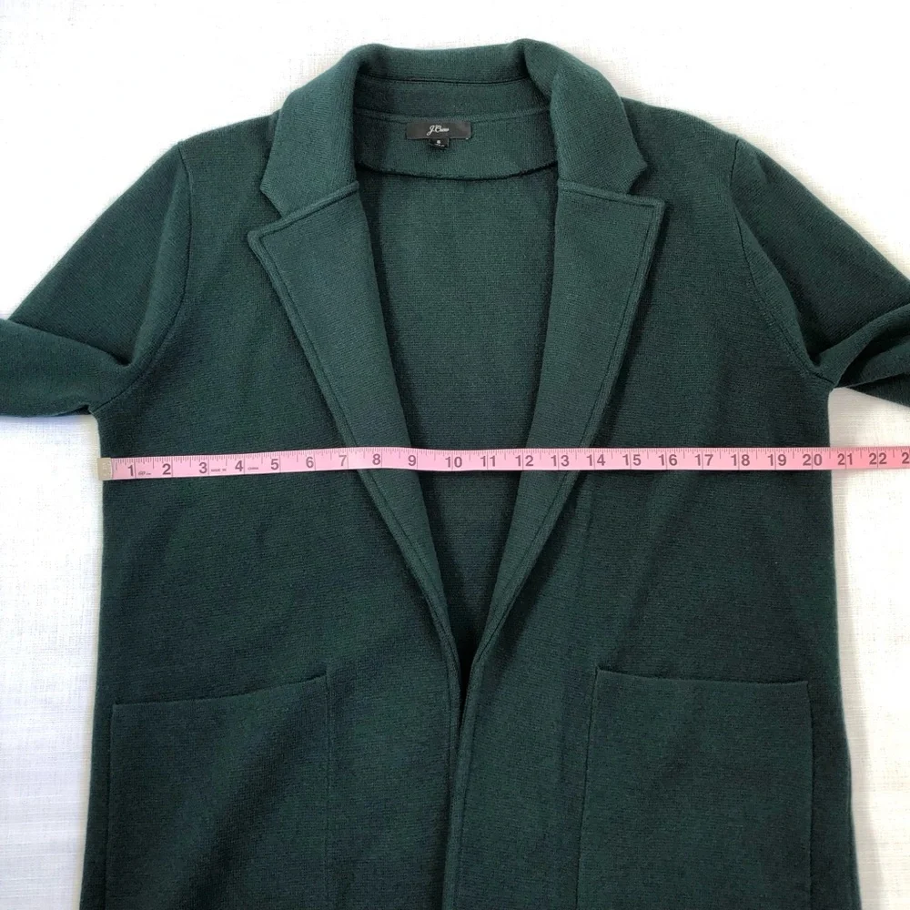 J. Crew Sophie Open Front Wool Blend Sweater Blazer | Dark Green Size Small